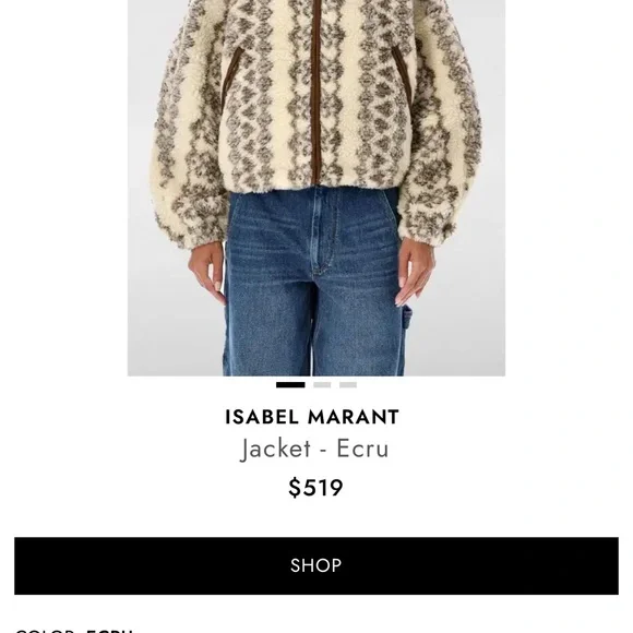 ETOILE ISABEL MARANT Mackensy Fuzzy Zip-Front Jacket - Picture 9 of 9